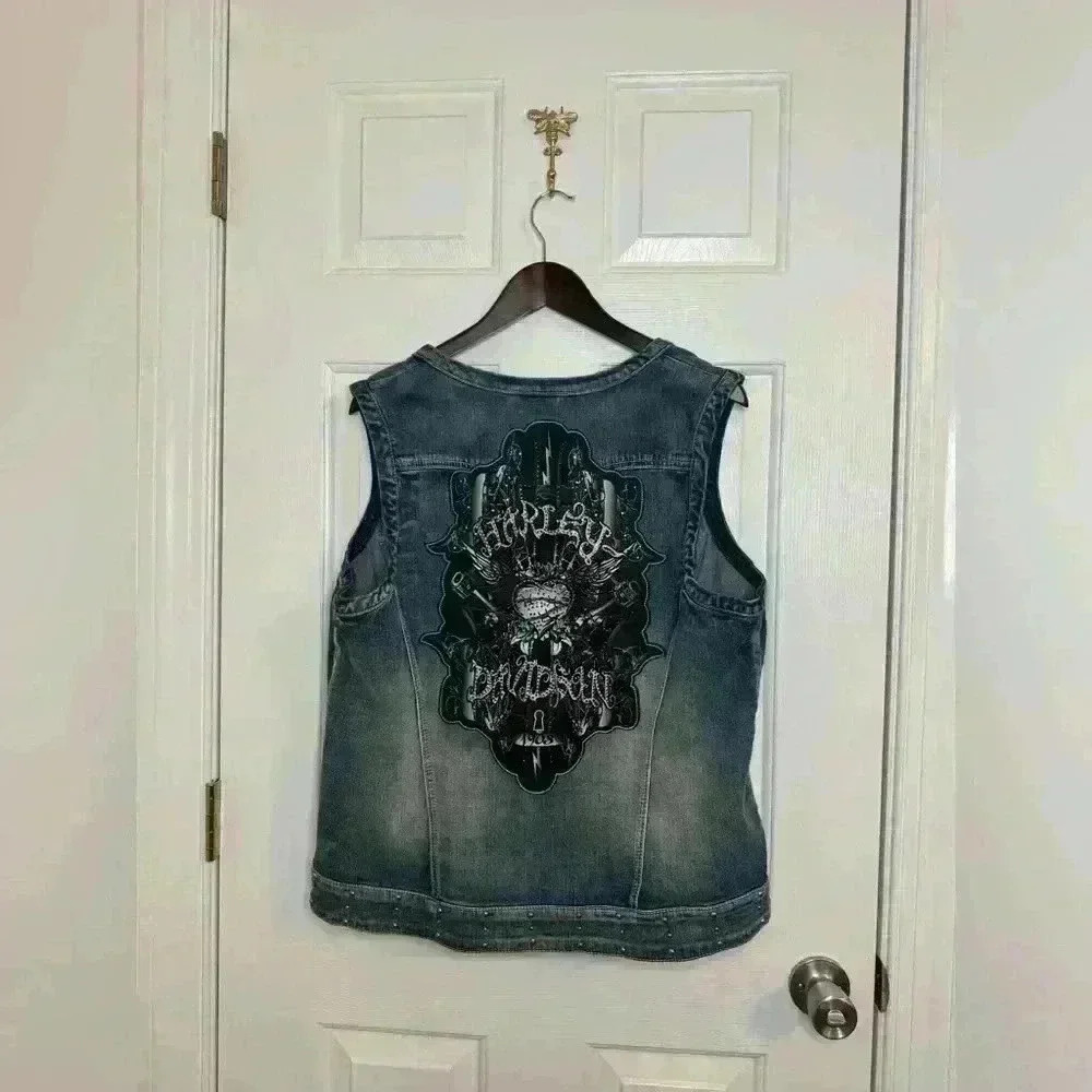 Harley Davidson vest zip up 2XL jean blue